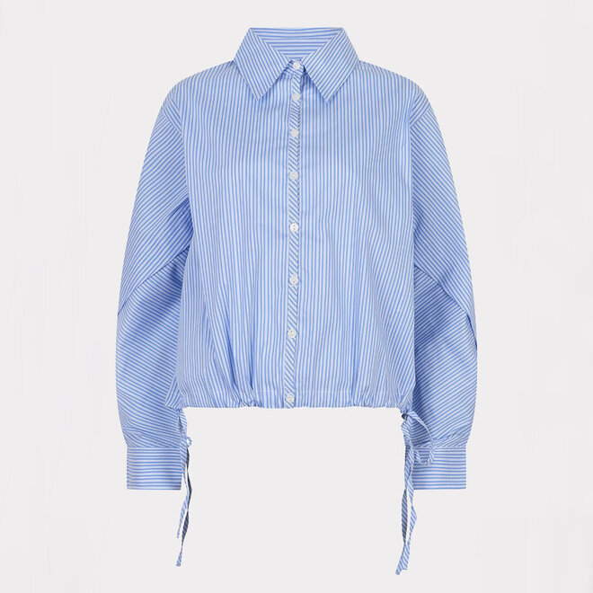 Blouse Striped Cropped Batwing Blue & White