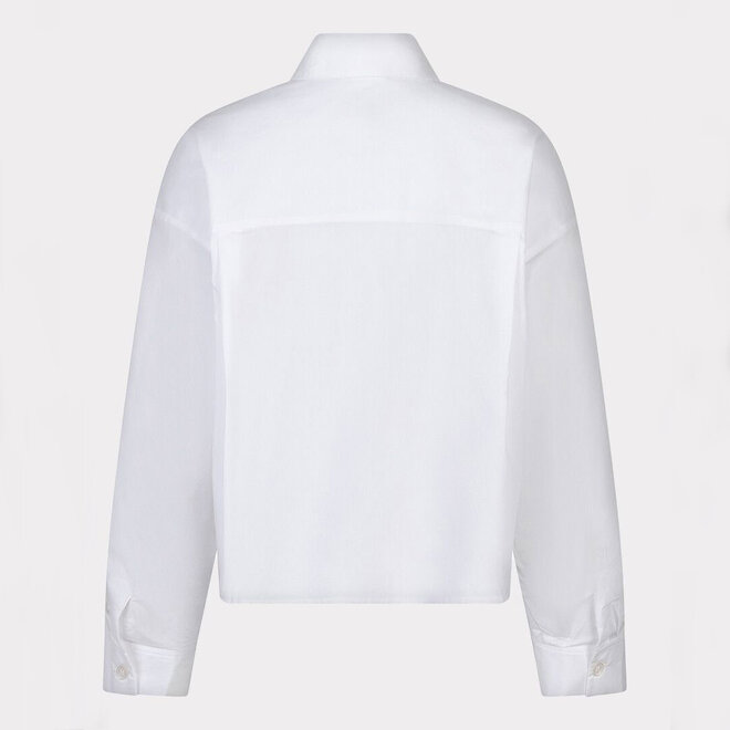 Blouse Cropped Folded Cuff Off White