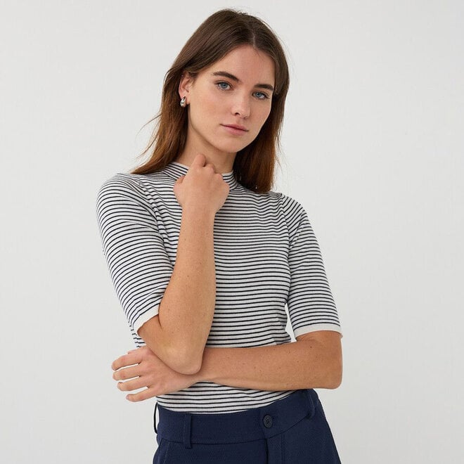 Top Striped Off White & Navy