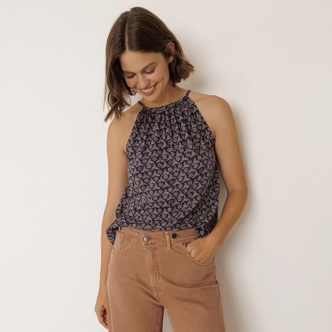 Top Block Print Navy