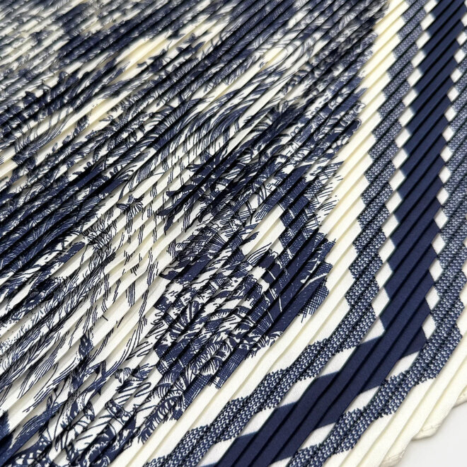 Scarf Toile de Jouy Plisse Petite Navy
