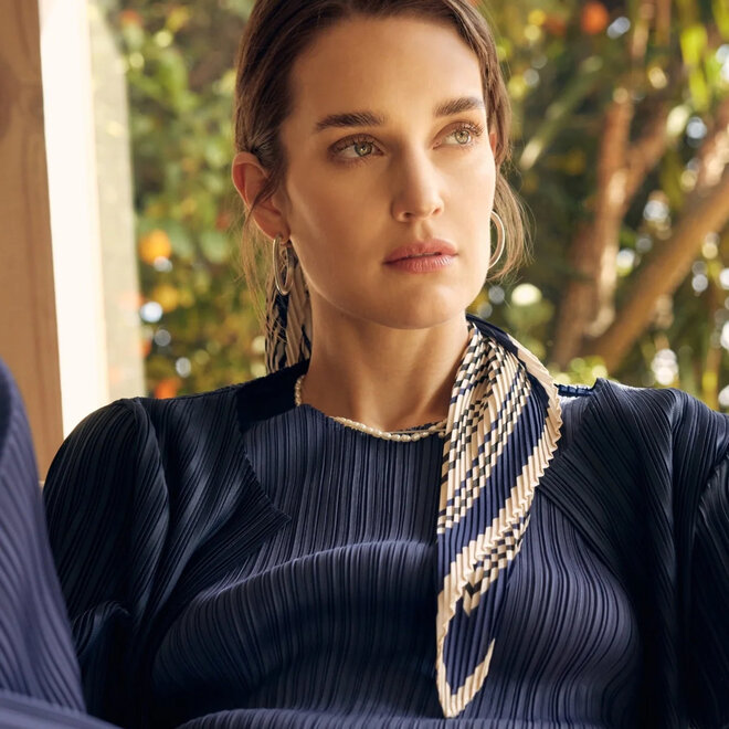 Scarf Lydia Graphic Plissé Petit Navy