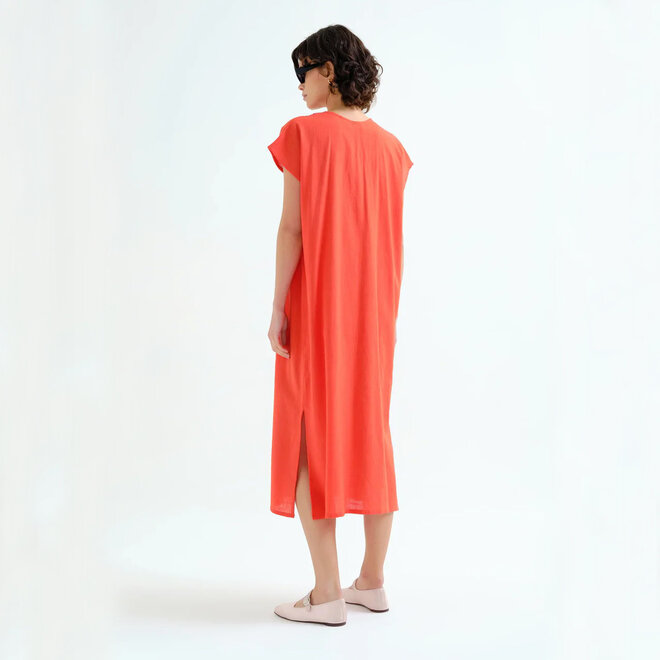 Kaftan Orange with Pink Neckline