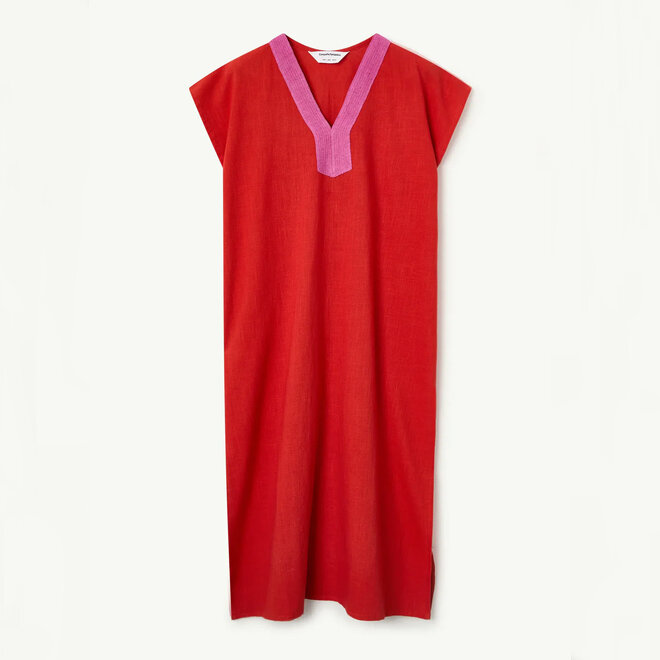 Kaftan Orange with Pink Neckline