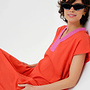 Kaftan Orange with Pink Neckline
