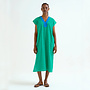 Kaftan Green with Blue Neckline
