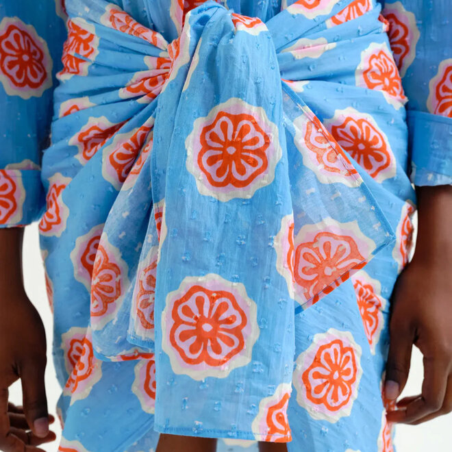 Sarong with Red Bloom Flowers Print OS