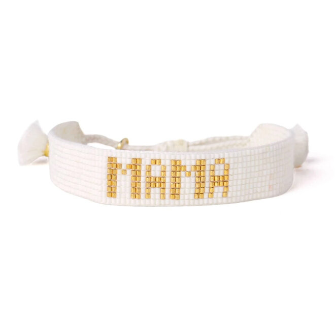 Bracelet Gabby "Mama" Beaded Adjustable Ivory