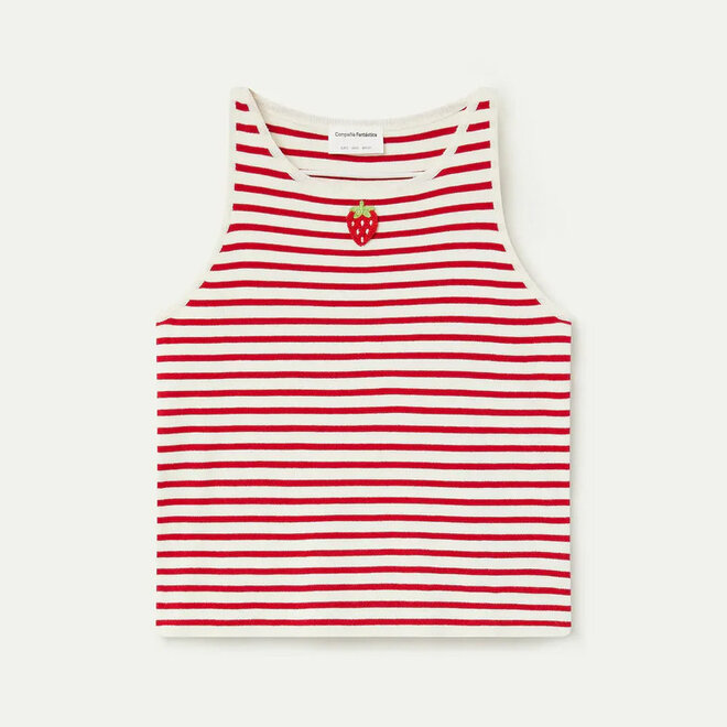 Top Strawberry Stripes Red
