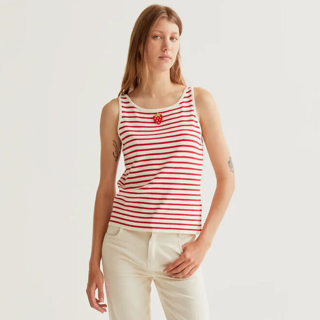 Top Strawberry Stripes Red