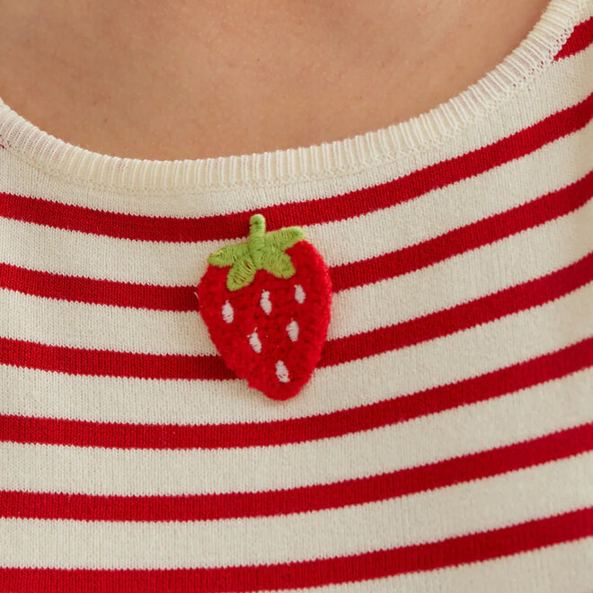 Top Strawberry Stripes Red