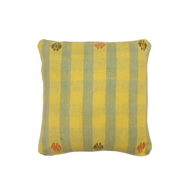 Pillow Stripes Yellow & Sage Green 14 x 14in