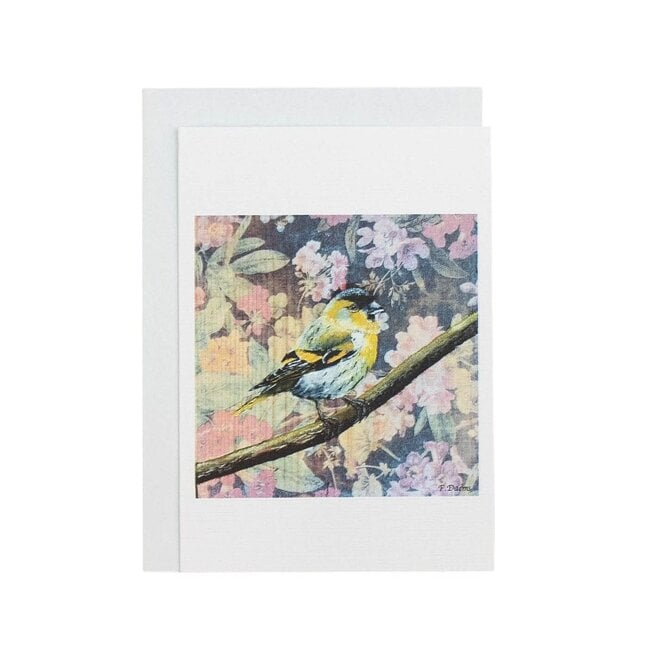 Card Floral Yellow Bird