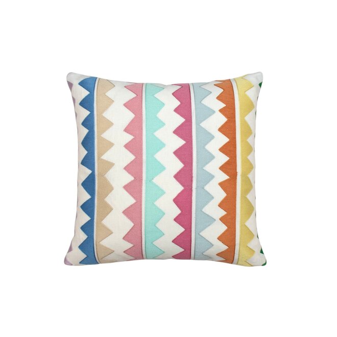 Pillow Zigzag Embroidery Multi 16 x 16in