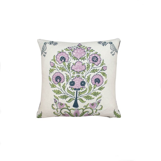 Mini Pillow Kalamkari Lavender & Green 12 x 12in