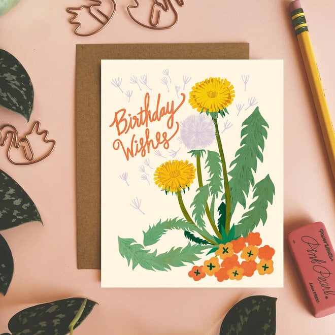 Card Dandelion Birthday Wishes