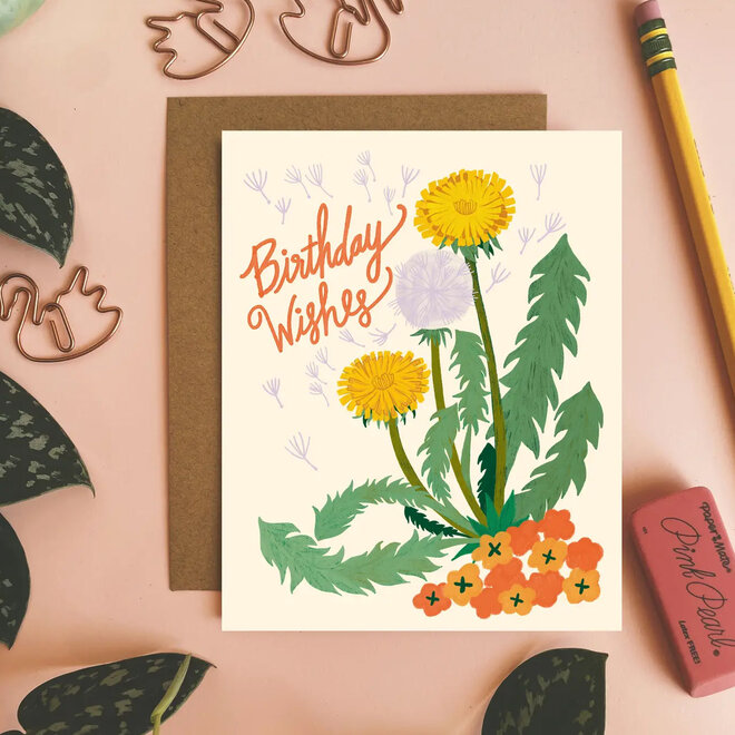 Card Dandelion Birthday Wishes