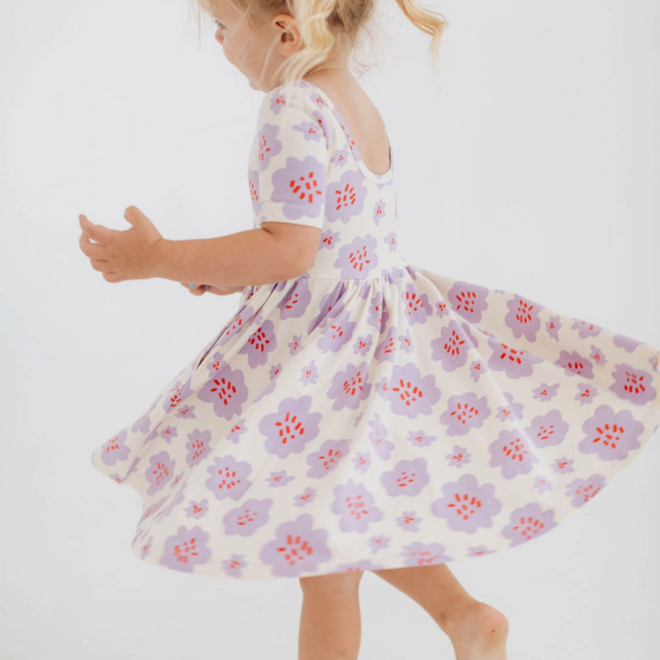 Dress Twirl in Lavender Blooms