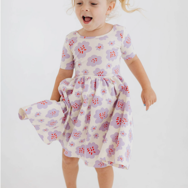 Dress Twirl in Lavender Blooms