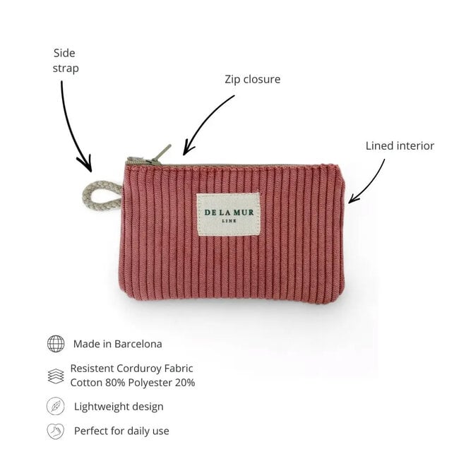 Coin Purse Corduroy Coral Pink