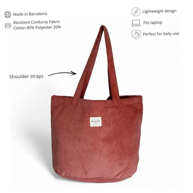 Tote Bag Corduroy Coral Pink
