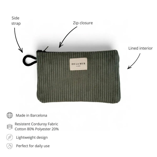 Makeup Bag / Coin Purse Corduroy Olive Green