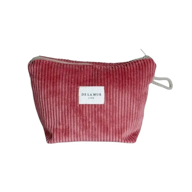 Makeup Bag Corduroy Coral Pink Small
