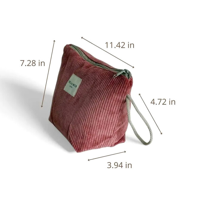 Makeup Bag Corduroy Coral Pink Small