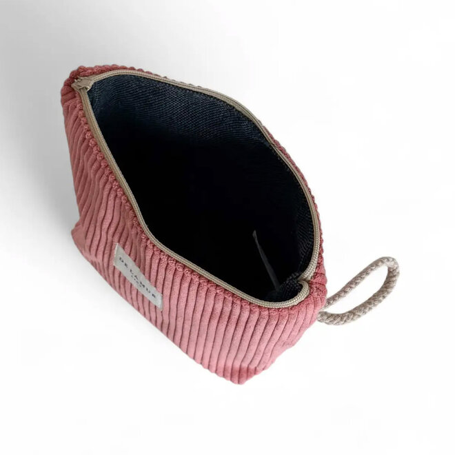 Makeup Bag Corduroy Coral Pink Small