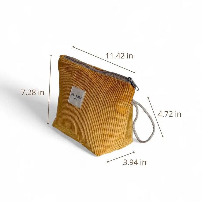 Makeup Bag Corduroy Mustard Small