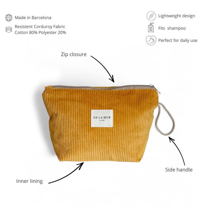 Makeup Bag Corduroy Mustard Small