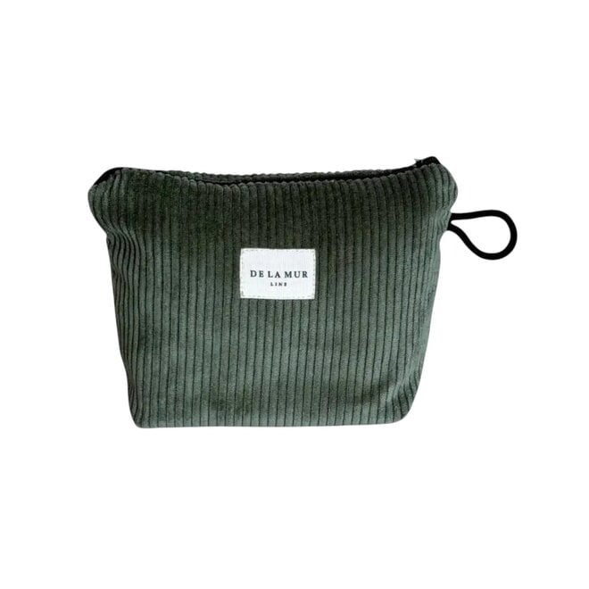 Makeup Bag Corduroy Olive Green Small