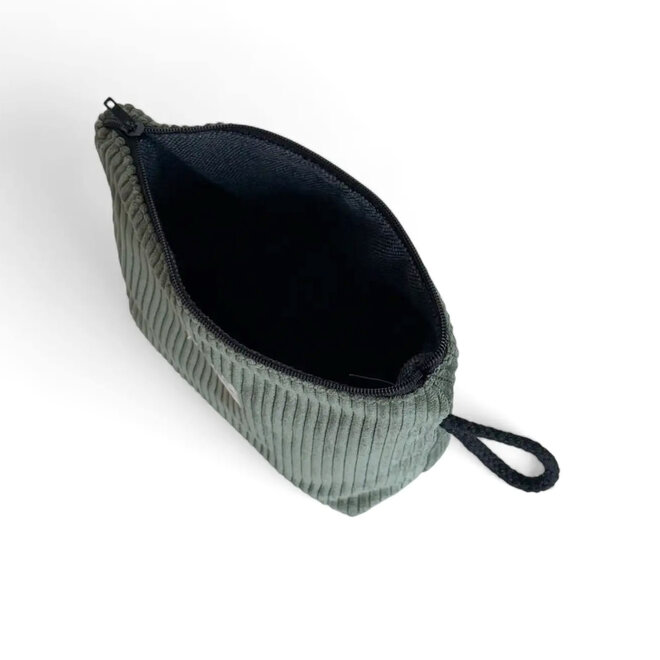 Makeup Bag Corduroy Olive Green Small