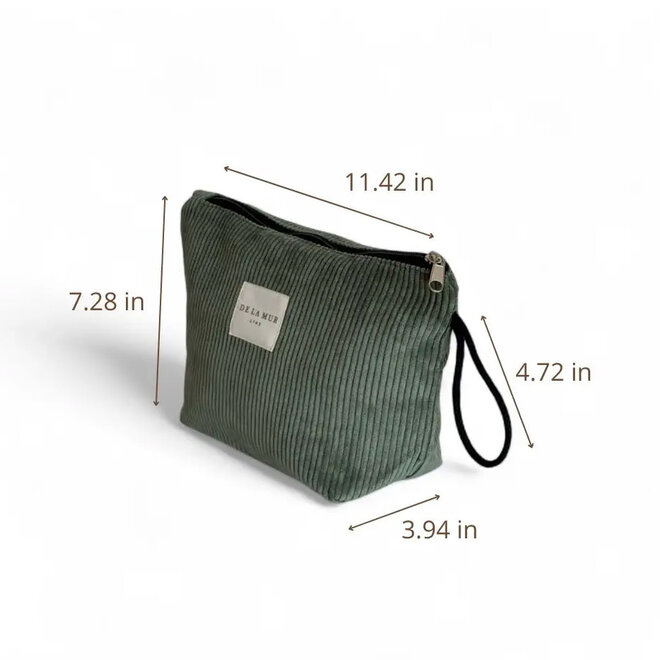 Makeup Bag Corduroy Olive Green Small