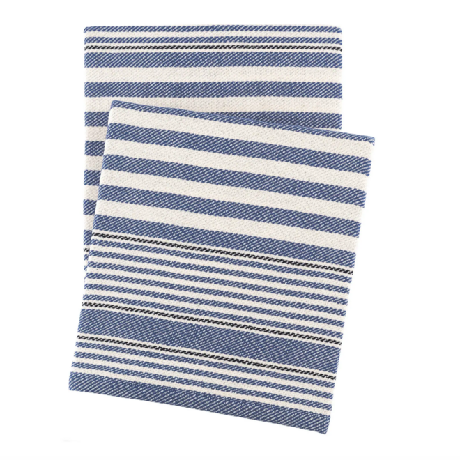 Throw Blanket Rugby Stripe Denim