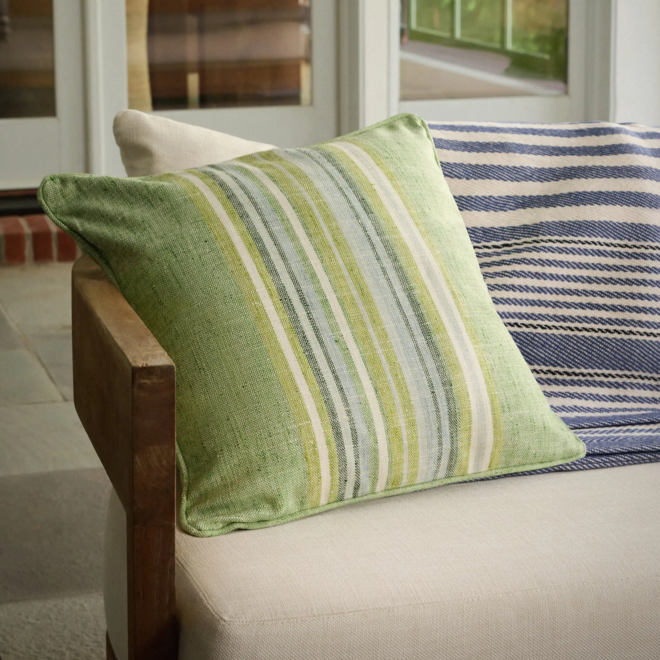 Throw Blanket Rugby Stripe Denim