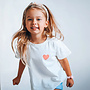 Kids Tee Pink Heart White 2-3Y