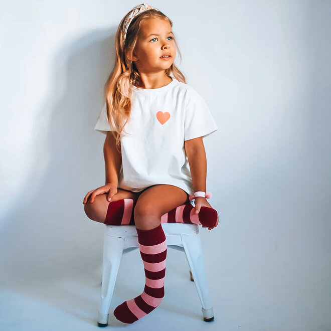 Kids Tee Pink Heart White 2-3Y