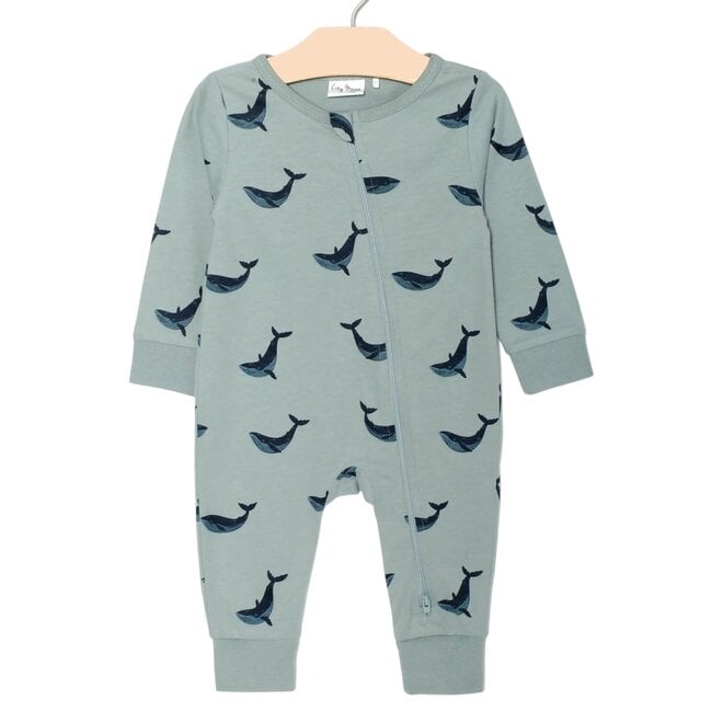 Zip Romper Blue Whales