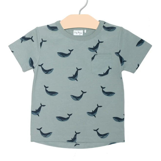 Pocket Tee Blue Whales