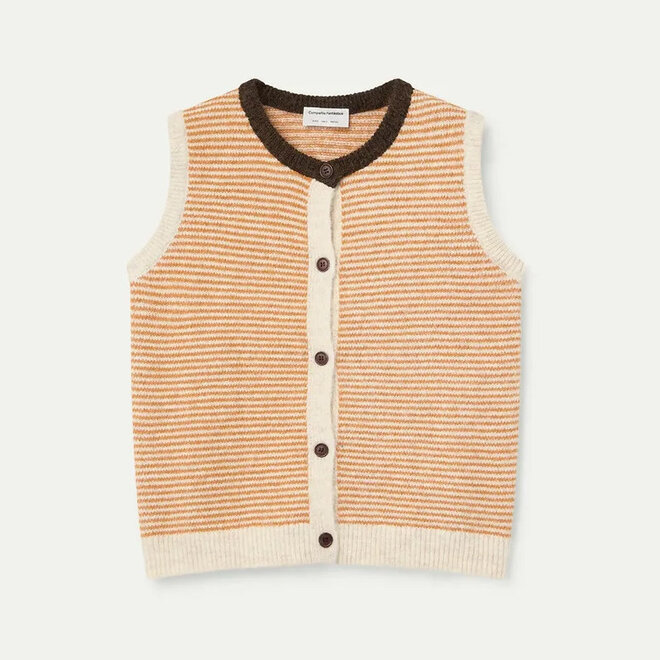 Knit Vest Striped White & Orange