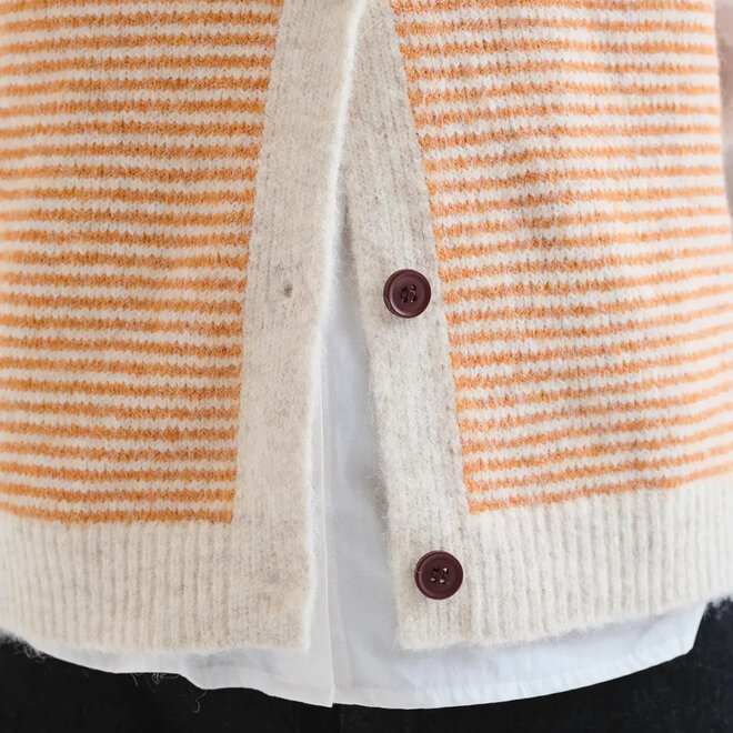 Knit Vest Striped White & Orange