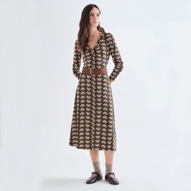 Midi Dress Geometric Green
