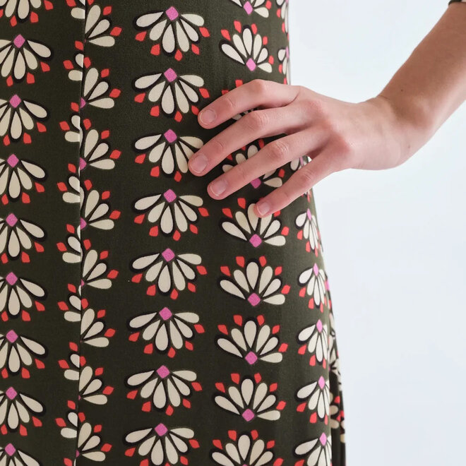 Midi Dress Geometric Green