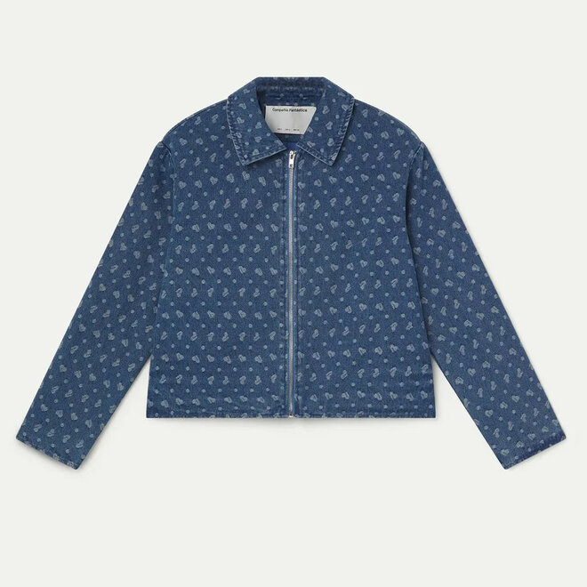 Jacket Blue Denim Heart Print