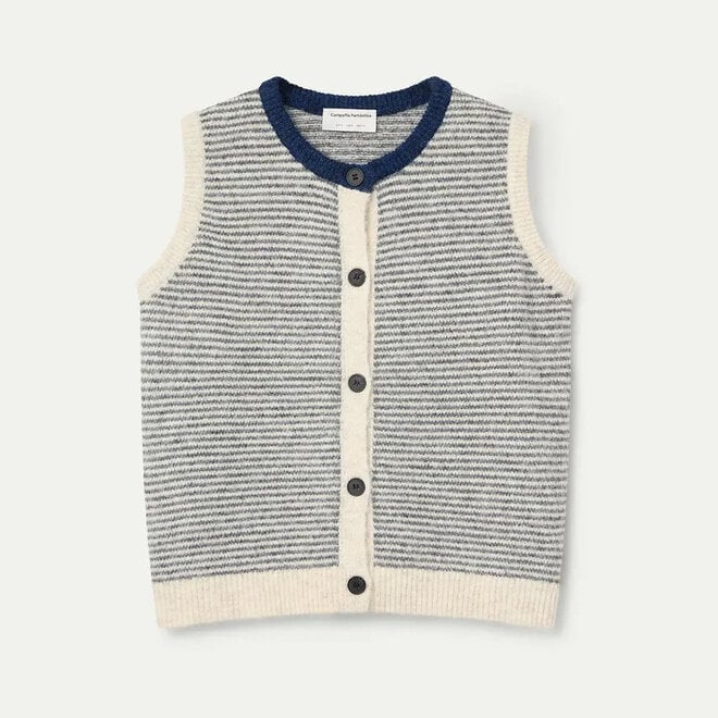 Knit Vest Striped Cream & Navy