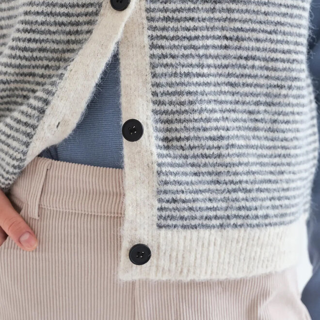 Knit Vest Striped Cream & Navy