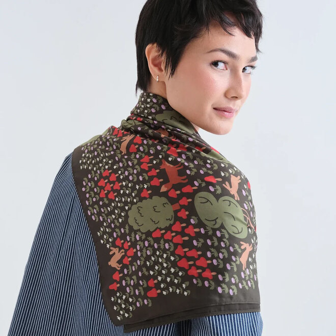 Satin Scarf Woodland Print