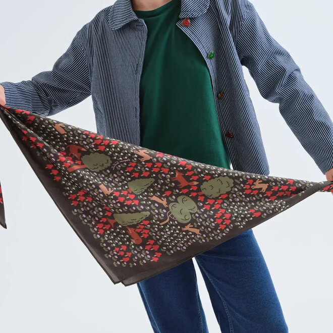 Satin Scarf Woodland Print