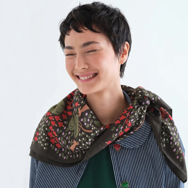 Satin Scarf Woodland Print